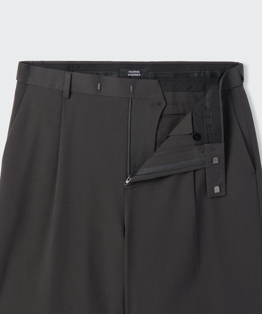 MUSINSA STANDARD One-Tuck Loose Tapered Hidden Banding Slacks [Gunmetal]