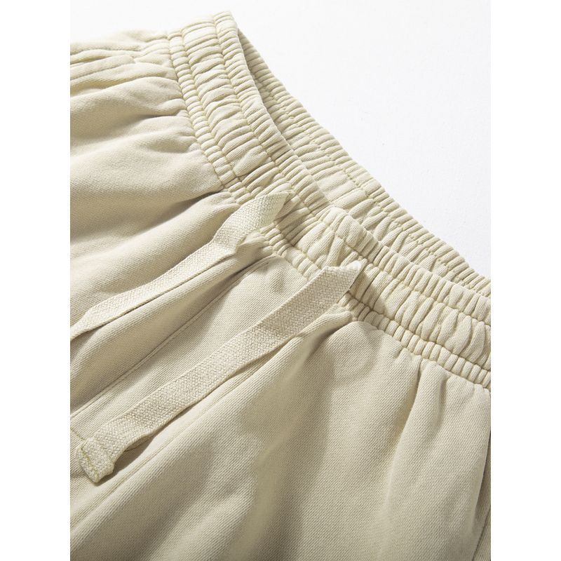 Japanese-Style Men's Summer Shorts, Heavy-Duty Washed Vintage Cotton Terry Sweatpants, Fashionable Loose Straight Five-Point Pants