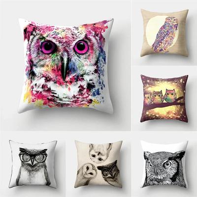 Cute Cartoon Owl Animal Pillow Cover Living Room Sofa Car Office Seat Square Waist   Cushion  Home Decoration