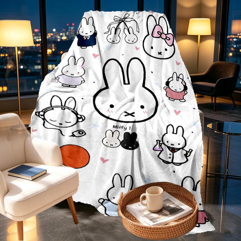 Miffy Print Blanket - Soft & Comfortable, for Bedroom, Travel, Sofa, Home Decoration - Birthday Christmas Gift for Friend