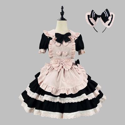 Süß & Würzig Schwarz Pink Lolita Dienstmädchen Prinzessinnenkleid