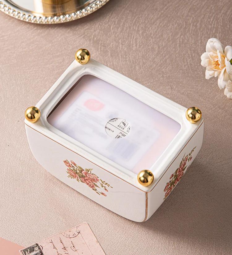 European Style Ceramic Small Paper Box Living Room Paper Box Home Dining Room Coffee Table Creative Tissue Box