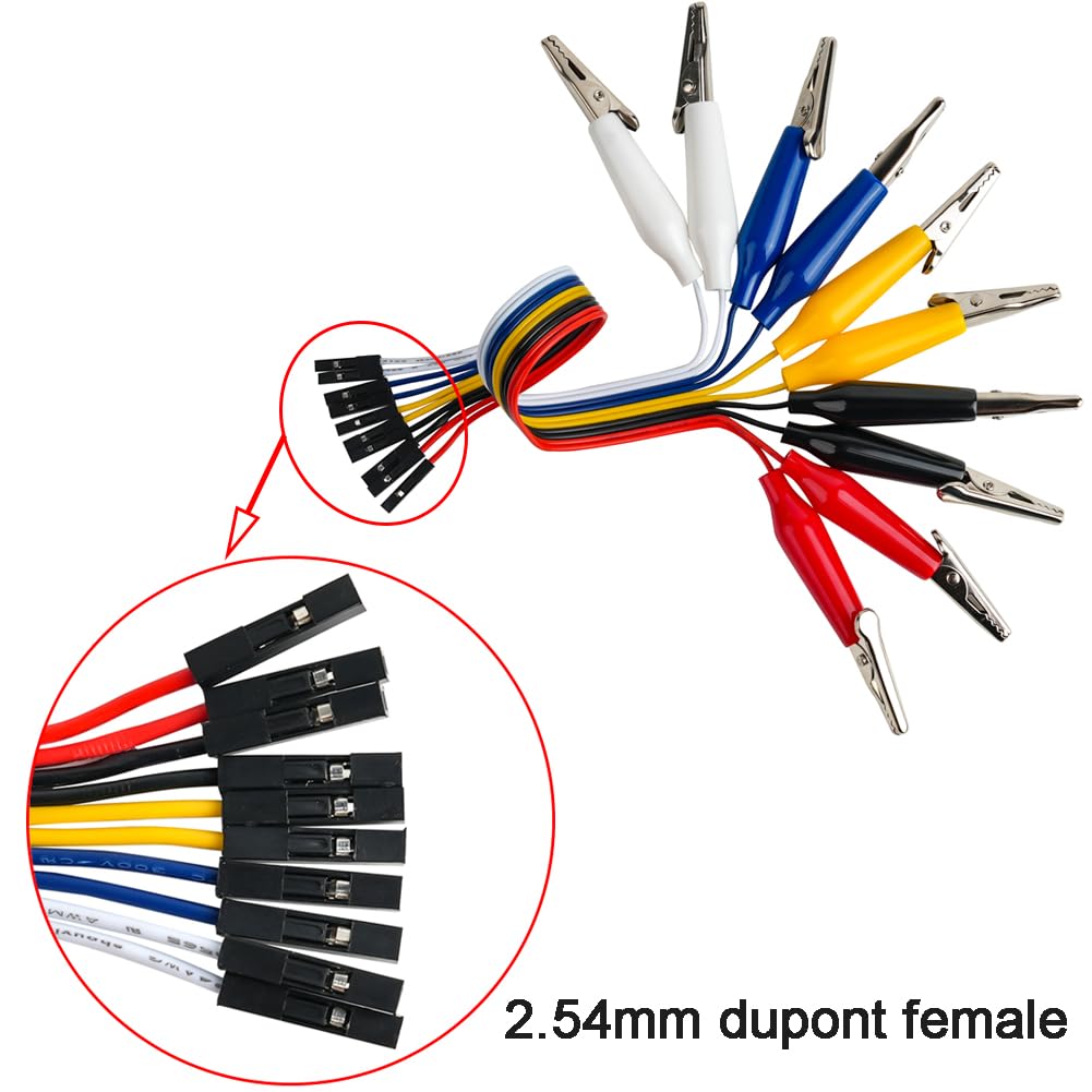 Alligator Clip to Breadboard Jumper Wire Test Lead Dupont Cable 10pin 20cm Male Female for Arduino Microbit Nano LED Strip