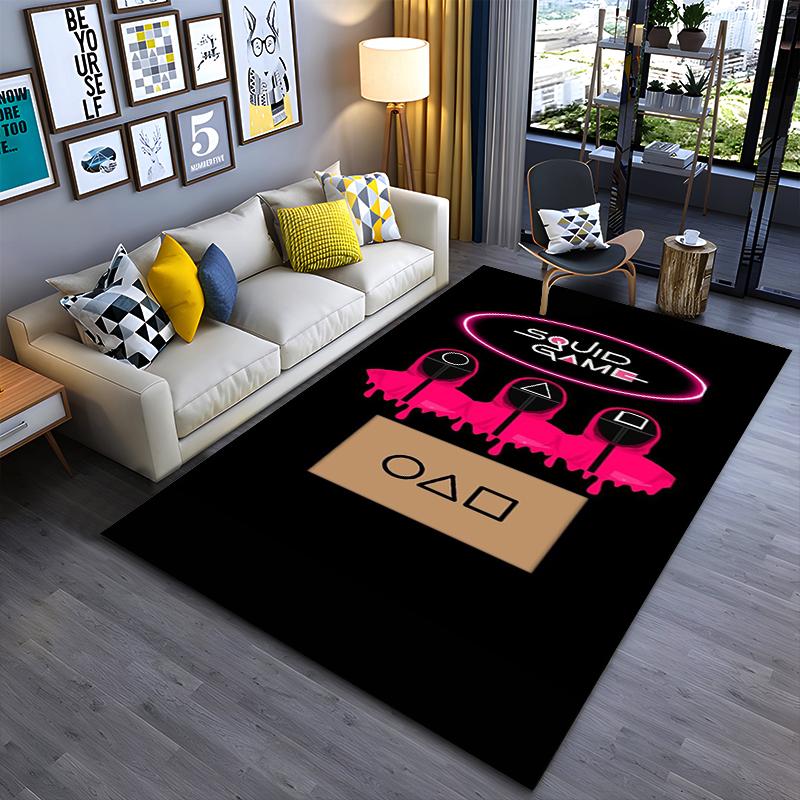 

Squid Game Carpet with Symbols, Black Background, Modern Design Suitable for use as an anti-slip for living room bedroom sofas 40x60cm( 15x23in )