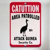 CATUTION Area Patrolled by Attack Guinea Security Co. Bird Silhouette Metal Tin Sign Playful Warning Sign for Home Office Decor