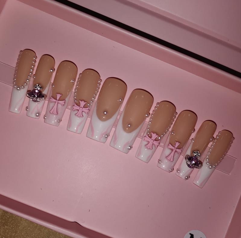 Thick and Hard Artificial Fingernails Square and Long Manicure False Nails with Glue Stickers Press on Nails
