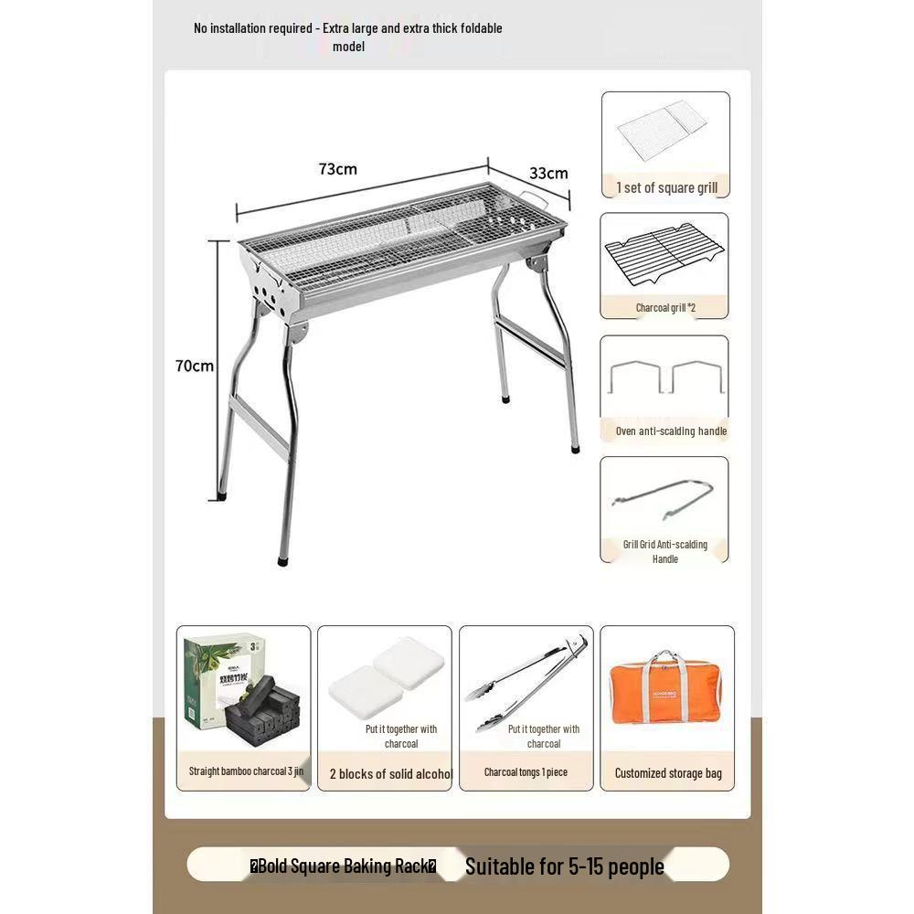 Portable Outdoor Folding Charcoal Barbecue Grill Rack
