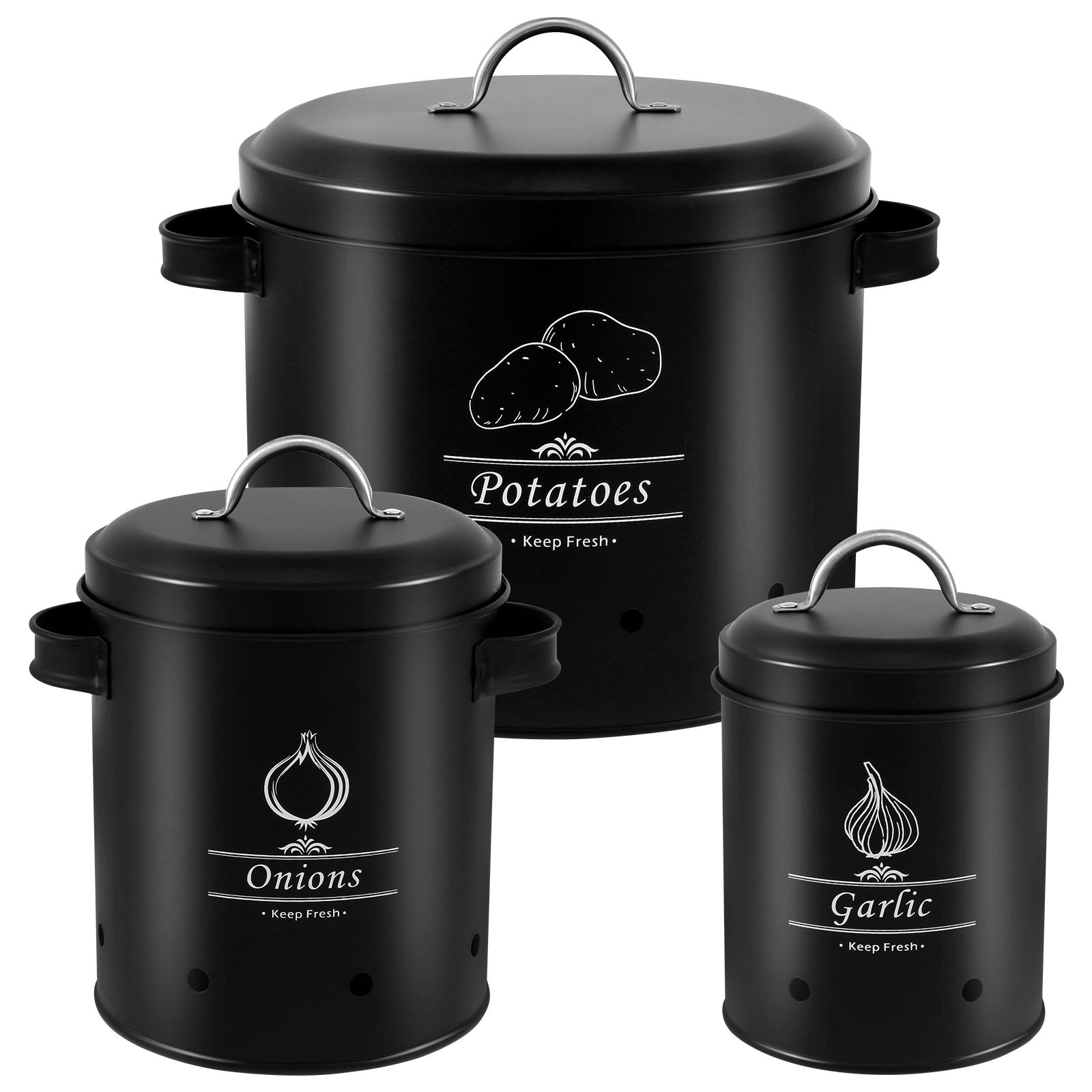 

3 шт. кухонные контейнеры для хранения овощей, металлические вентилируемые контейнеры для хранения свежих овощей, ящики для хранения картофеля, лука, чеснока