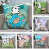 Korean Line P-Puppy Cushion Cover Soft Plush Fabric Double-Sided Printed Sofa Cushion Cover for All Seasons Home Decor Gift