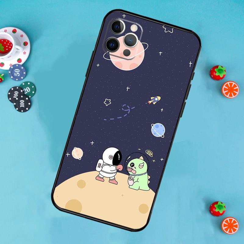 

Cute galaxy Astronaut Phone Case For iPhone 17 Air 14 16 15 11 12 13 Pro Max 12 13 mini 15 16 Plus 16e Cover Funda iPhone 12 mini