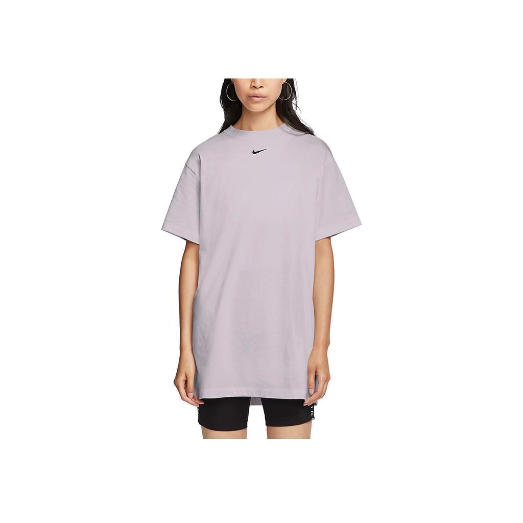 Nike Sportswear Essentials Series Logo Embroidered Sports Knit Short Sleeve Dress Women dresses Light-Purple CJ2243-511