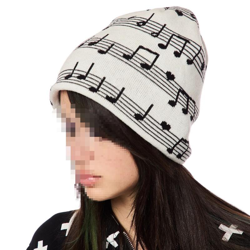 European and American autumn and winter Harajuku cross shaped jacquard knitted pullover hat
