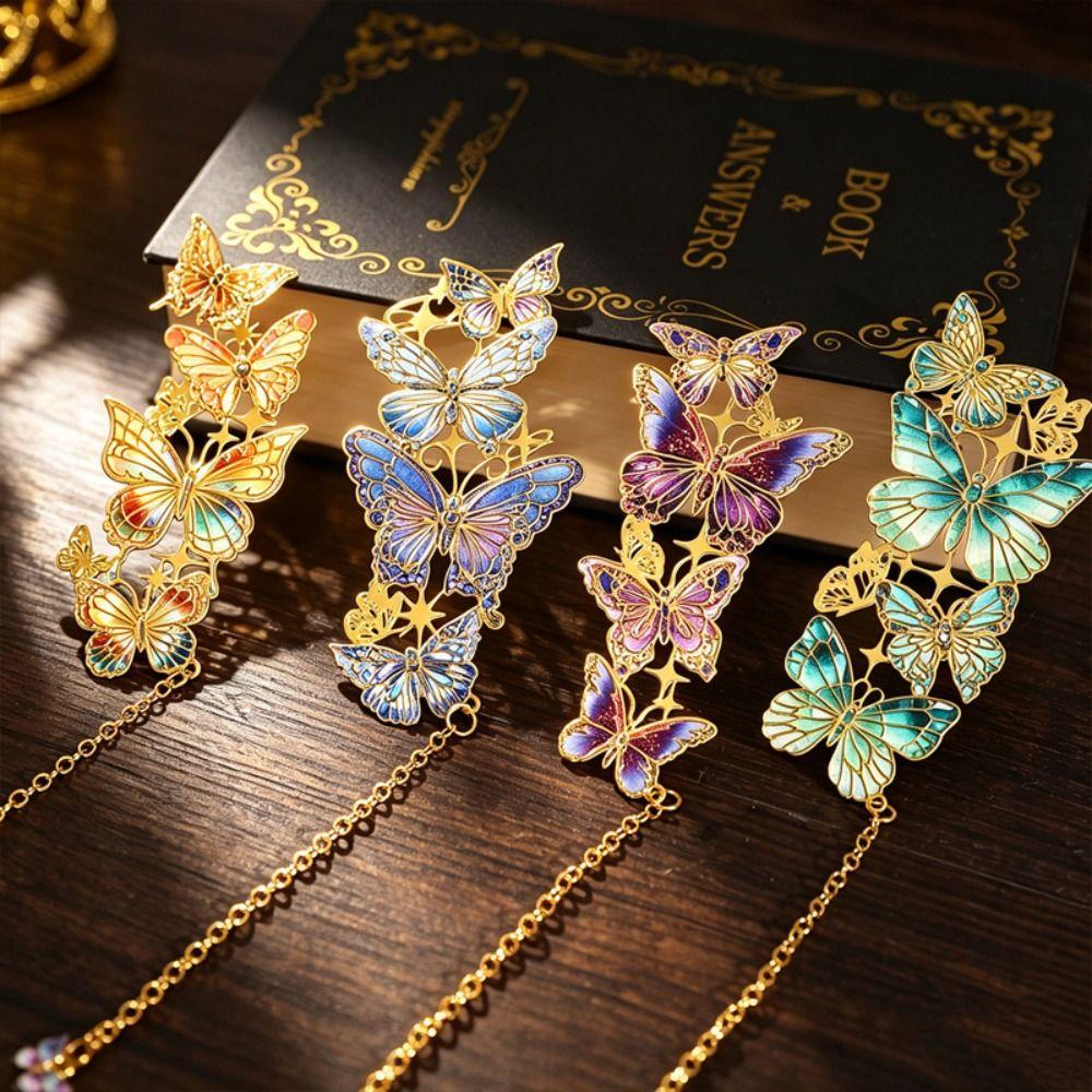 Creative Metal Butterfly Bookmark Chinese Style Decorative Bookmark Reading Accessory