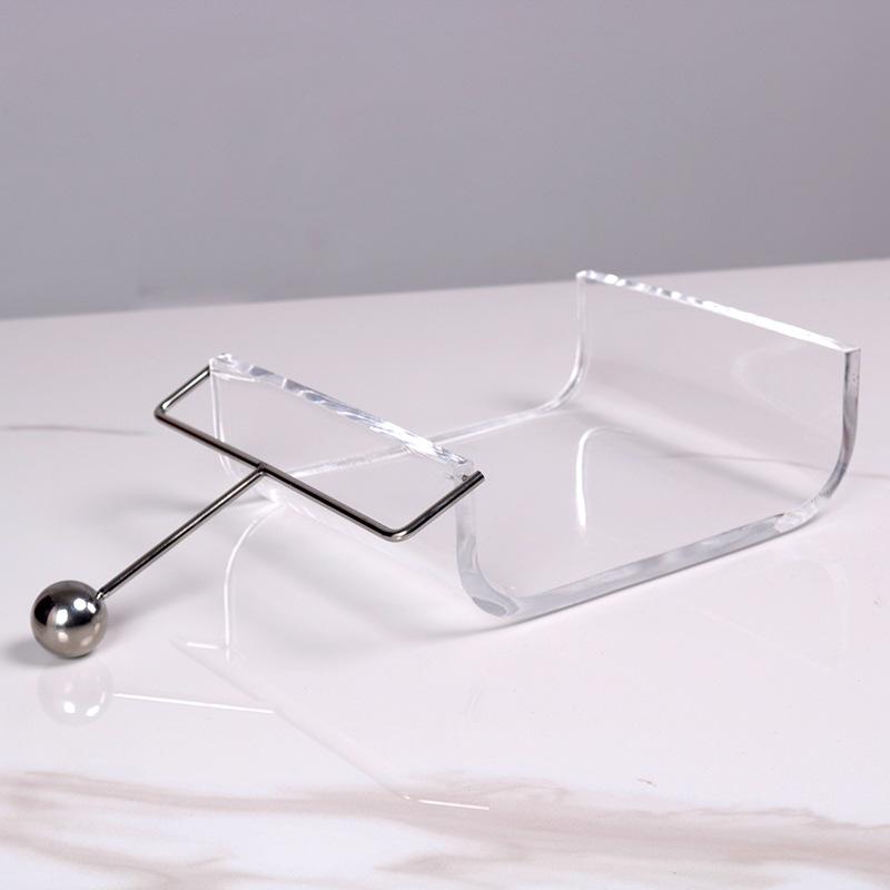 Modern Light Luxury Acrylic Fixed-point Tissue Holder Hotel Living Room Restaurant Tabletop Tissue Paper Storage Rack High-end Ornaments