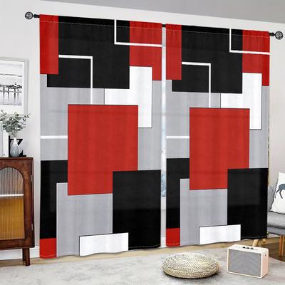 Kırmızı Siyah Modern Stil Geometri Oturma Odası Yatak Odası Mutfak için Pencere Perdeleri Modern Perdeler Ev Dekorasyonu Drapeler Jaluziler
