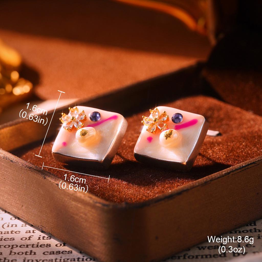 Baroque Natural Pearl Earrings 925 High-end Retro New Chinese Oil Painting New Niche Women's Earrings