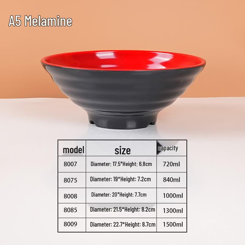 Diren A5 Melamine Two-Tone Threaded Noodle & Soup Bowl Set