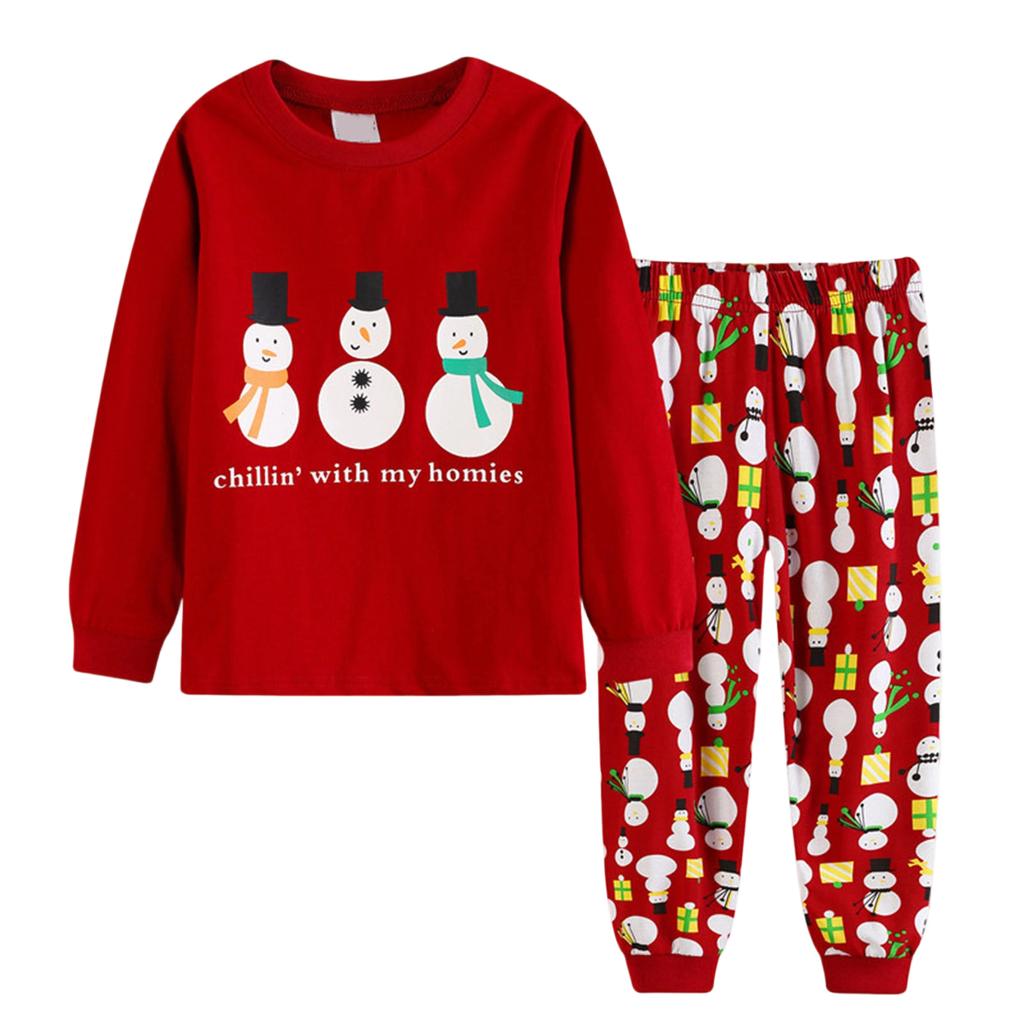 Children's Home Wear Pajamas Set Long-sleeved Tops And Long Pants Two-piece Coat Play Christmas Clothes