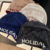 Vintage Letter Beanie Hat Hollow Knitted Pullover Hat Fashion Sequin Knitted Hat  Winter