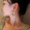 Golden Inlaid Zircon Butterfly Pearl Earrings Personality Fashion Shining Earrings Wedding Jewelry Birthday Gifts