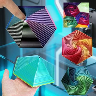 3D Printed Fractal Fidget Hexagon 7Cm Portable Playing Sensory Anti-Stress Toy Desktop Ornament Kid Toy Visual Surprise Toy Game