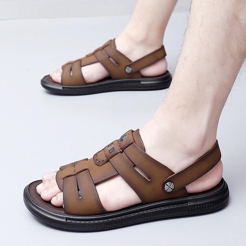 Модные универсальные летние мужские сандалии из натуральной кожи — фото 5