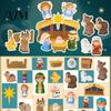 Interactive Christmas Surprise Toy 24 Days Nativity Advent Calendar for Kids, Countdown Decoration Children with Mini Figurines, Holiday