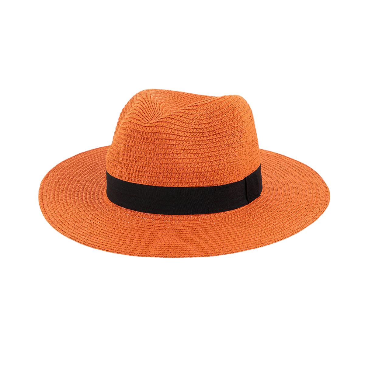 Sommer-Sonnenschutz-Strohhut für Männer und Frauen Modischer Sonnenschutz-Stroh-Panama-Hut Vielseitiger Outdoor-Strand-Jazzhut black