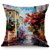 Mediterranean Beautiful Italy Venice City Scenery Oil Painting Style Sofa Decoration Pillow Case Ocean Landscape Cushion Cover