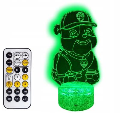 Lampka 3D Led Psi Patrol Rubble Usb/Baterie + Pilot Rgb