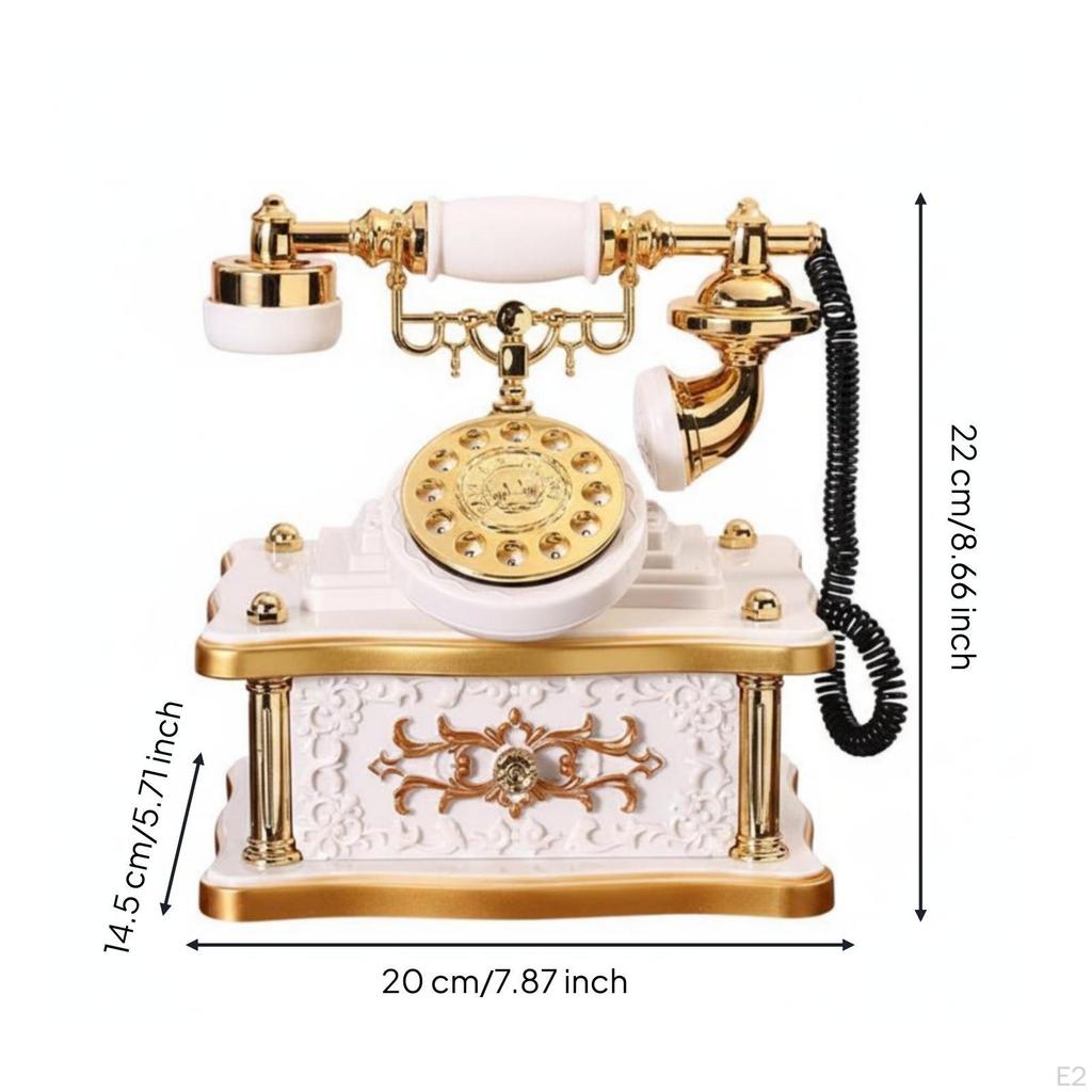 Telephone Musical Box Antique Style Vintage Ornament Ornate Rotary Phone Decor for Study,