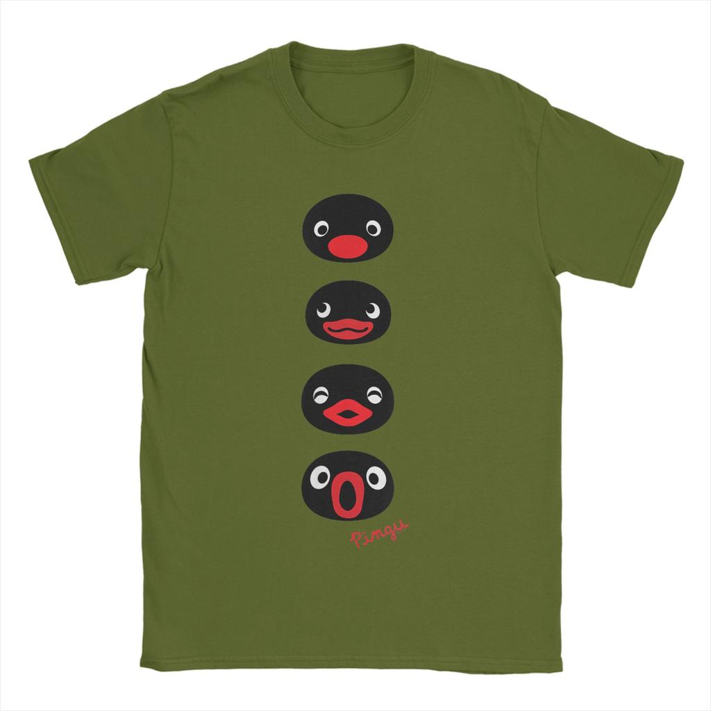 Amazing Pingu Faces of Pingu T-Shirt for Men O Neck Pure Cotton T Shirt Short Sleeve Tees Summer Tops