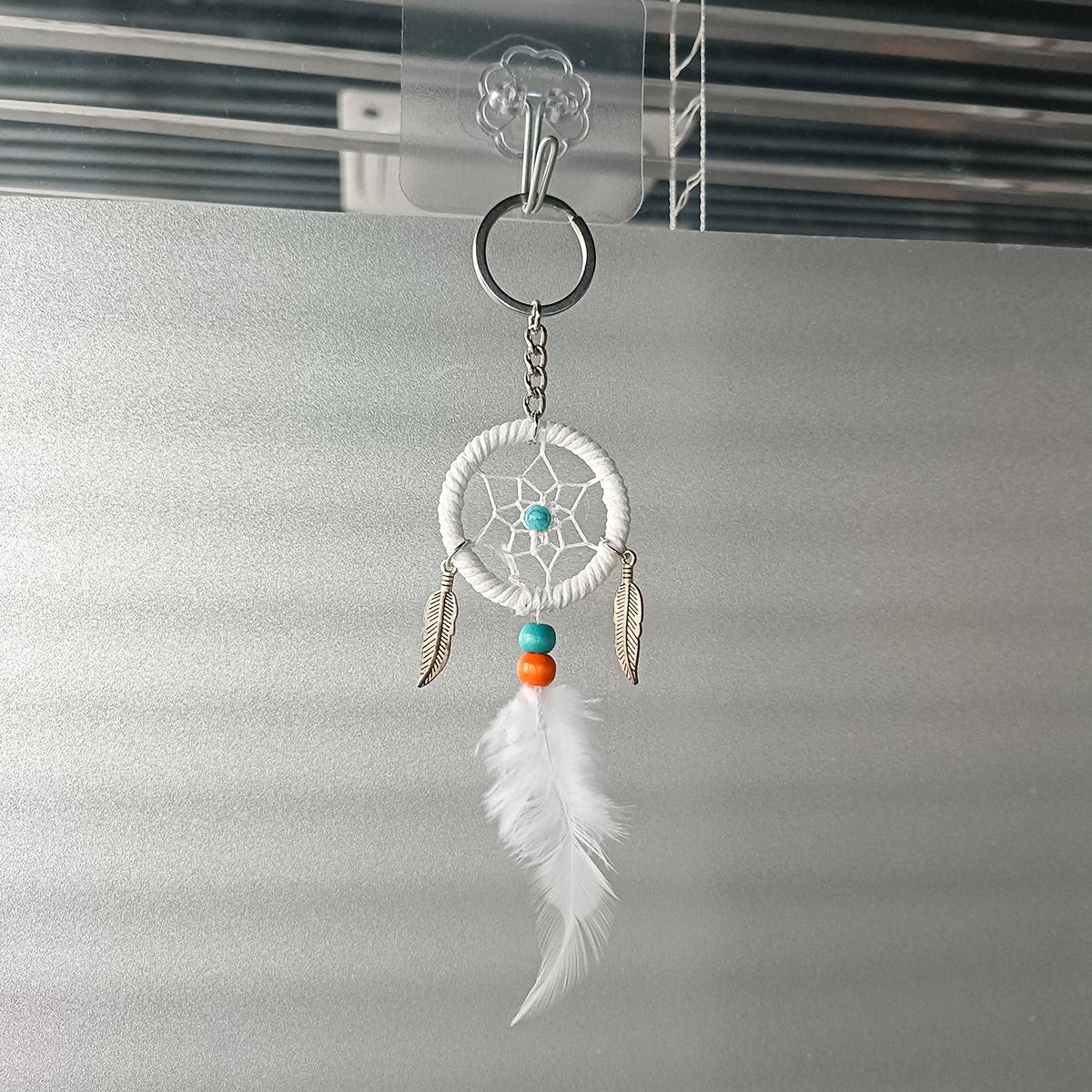 

Декор Мини Подвеска Ловец Снов Подвеска для Автомобиля Брелок Перьевая Декорация Внутреннее Украшение Сеть Ловца Снов белый