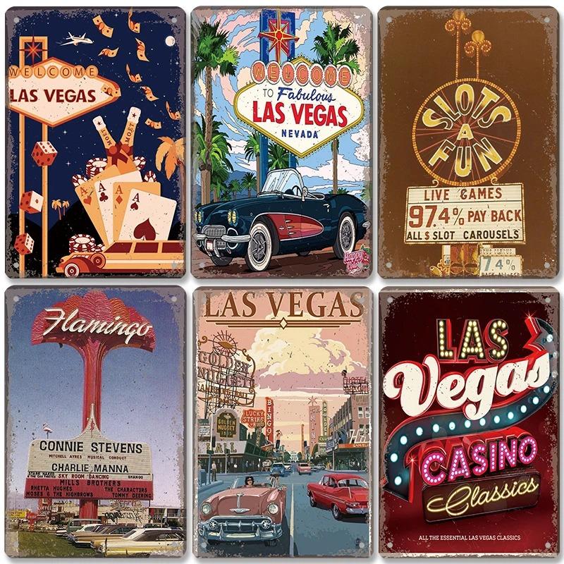 Benvenuti a Las Vegas Targa in metallo Targhe in latta Decorazione vintage Nevada Casino Poster in metallo Decorazione artistica da parete