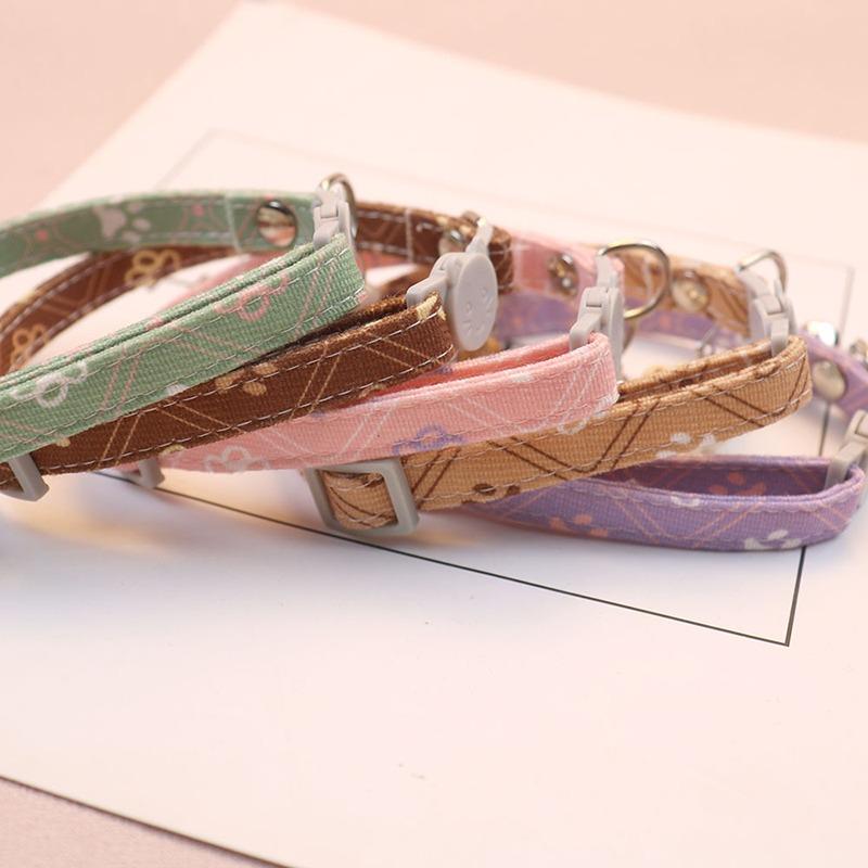 Cute Neck Pet Collar for Small Dogs Puppy Kitten Stuff Things Accessories Adjustable Footprint Cat Breakaway Collar