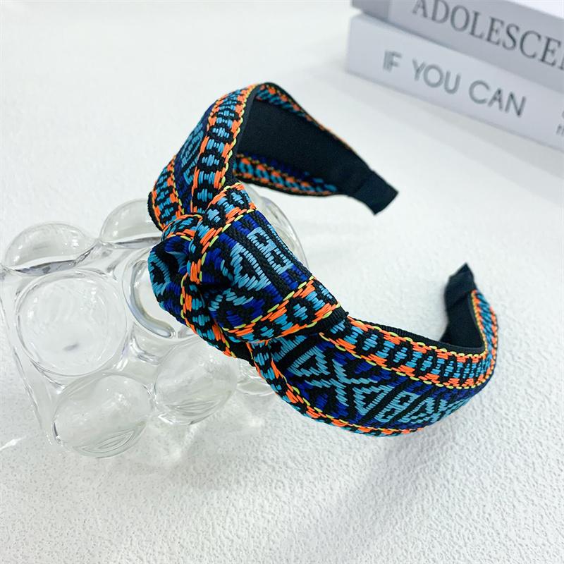 

Винтажная клетчатая повязка на голову в богемном стиле для женщин, девушек, для шопинга, вечеринки, головной убор, шикарный верхний бант-узел, обруч для волос для дам, головные уборы