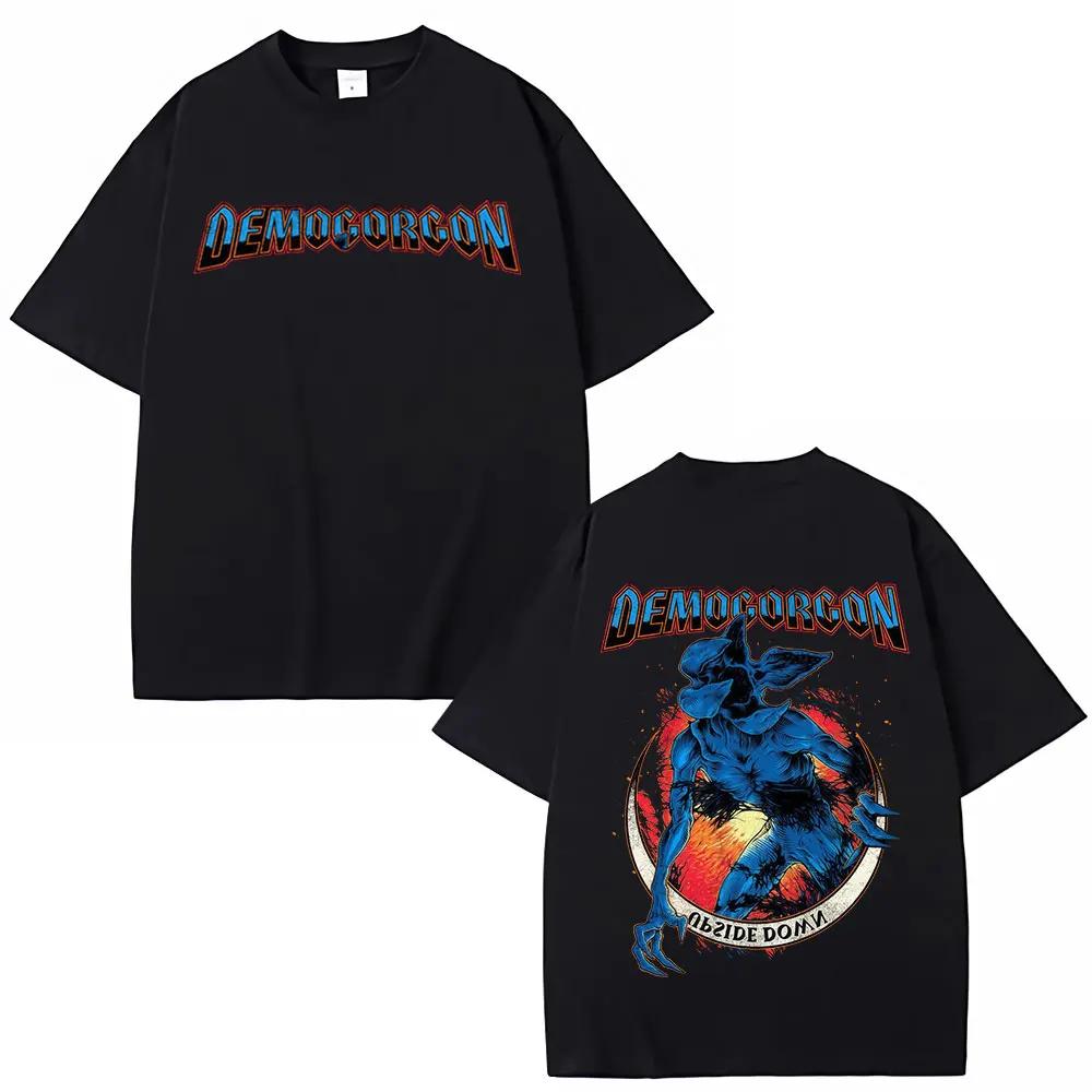 

American TV Series Eddie Munson The Demogorgon T-shirt Cannibal Flower T Shirts Men Women Clothing Fashion Vintage Summer Tops S чёрный