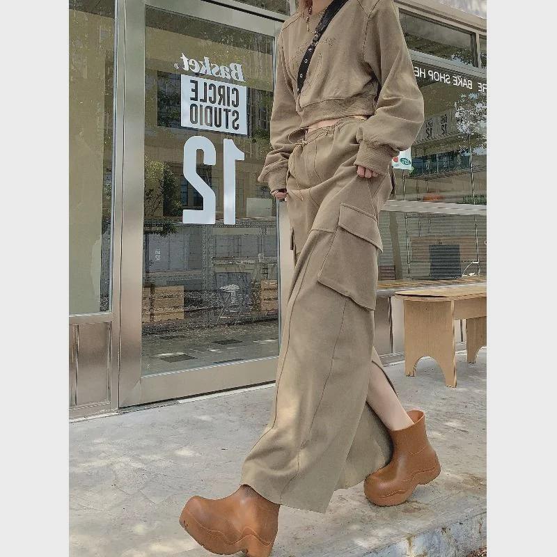 Women's Retro Long-Sleeve Printed Top & Skirt Two-Piece Suit - 2025 Autumn Fashion