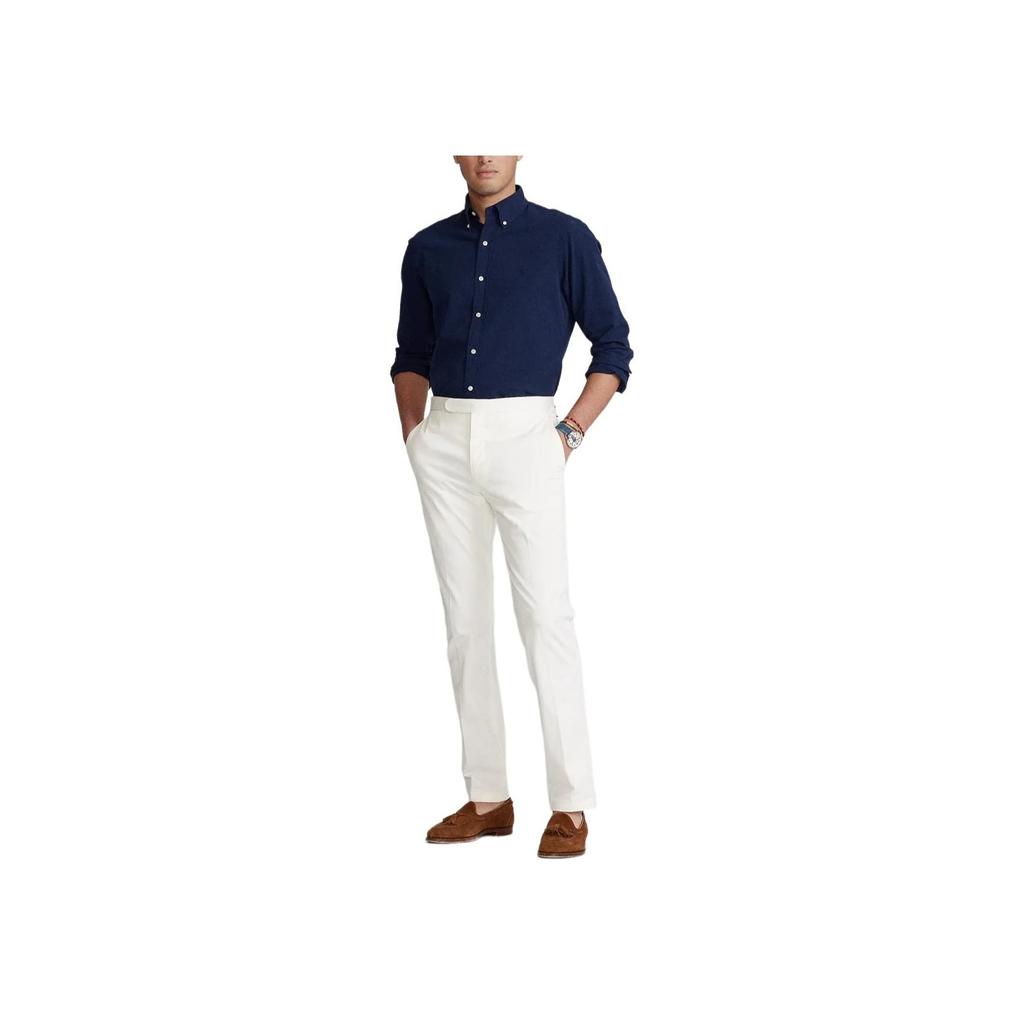 Polo Ralph Lauren SS23 Solid Color Long Sleeve Button Down Shirt With Pony Embroidery Men Shirts Dark-Blue MNPOWOV16821511-410