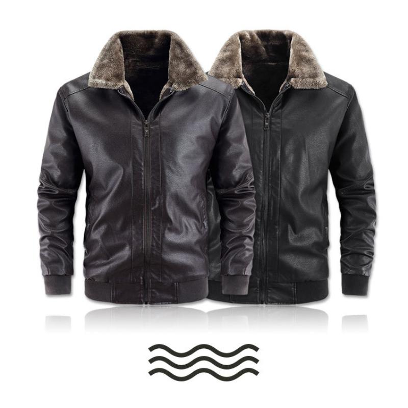 Men's Leather Lapel Fashionable Autumn Winter New Leather Jacket Handsome Biker Clothing Youth Plus Size Jacket