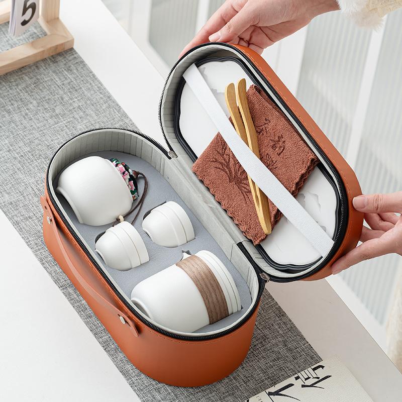 Kung Fu Tee-Set Auto Schnell Gast Tasse Reise Geschäftsreise Geschäft Camping Tragbares Keramik-Set