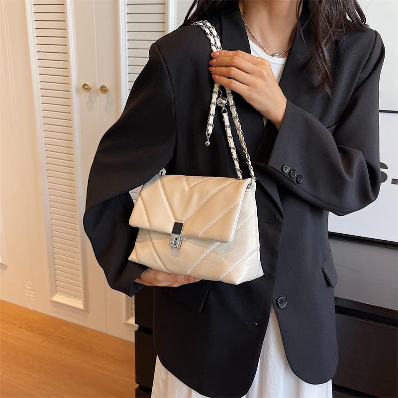 Bag Women's 20254 New Fashion Rhombus Chain Bag High-end Commuter Women One Shoulder Crossbody Small Square