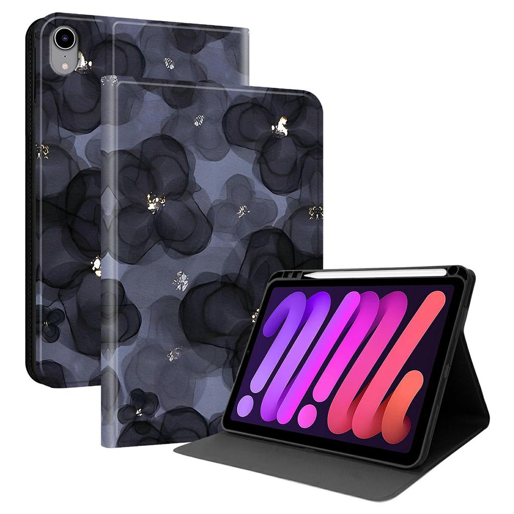 For iPad mini (2024) PU Leather Case Pattern Print Tablet Cover Stand with Pen Slot (Stylus Not Included)