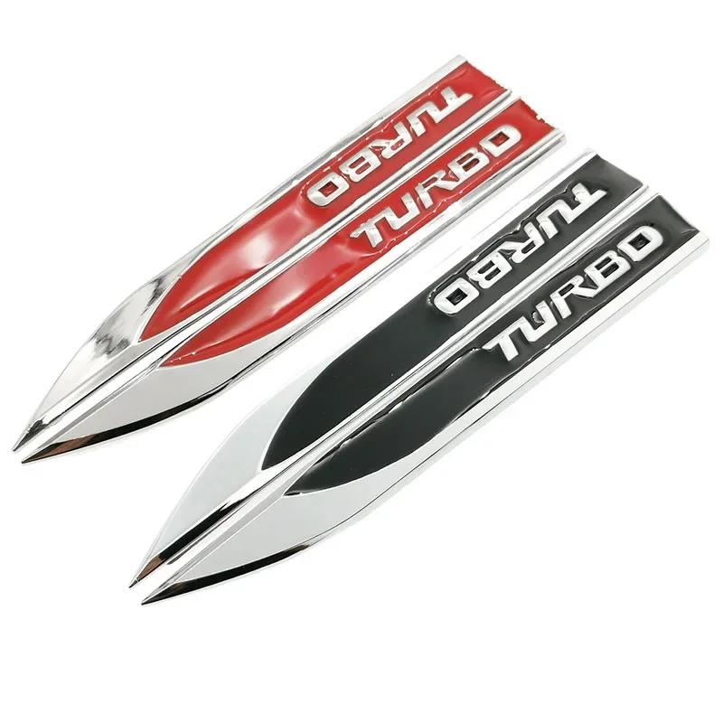 1 Pair Metal TURBO Turbocharged Car Sticker Logo Emblem Badge Decals Car Styling DIY Decoration Accessories for Frod Bmw Ford MD2