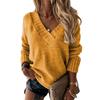 Maglione Casual alla Moda da Donna Autunno e Inverno Colore Unico Maglia a Manica Lunga con Scollo a V Top in Maglia da Donna Commercio Estero