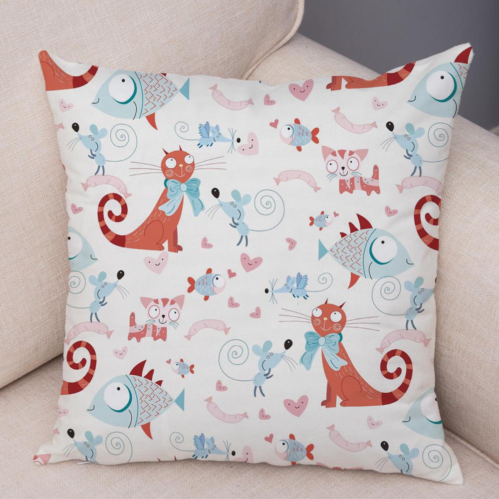 Cute Animal Pattern Cushion Cover Cartoon Friends Monkey Penguin Zebra Donkey Design Soft Square Pillow Home Decor Gift xcm
