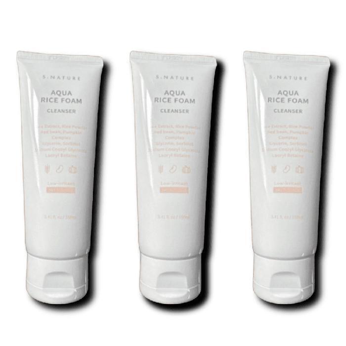 S.NATURE Aqua Rice Mildly Acidic Cleansing Foam 160ml x 3 (41940352)
