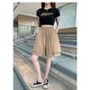 Sweet Student Summer New Plus size Retro Elastic High Waist Lace-up Casual Loose Wide Leg Cargo Cropped Pants Skirt