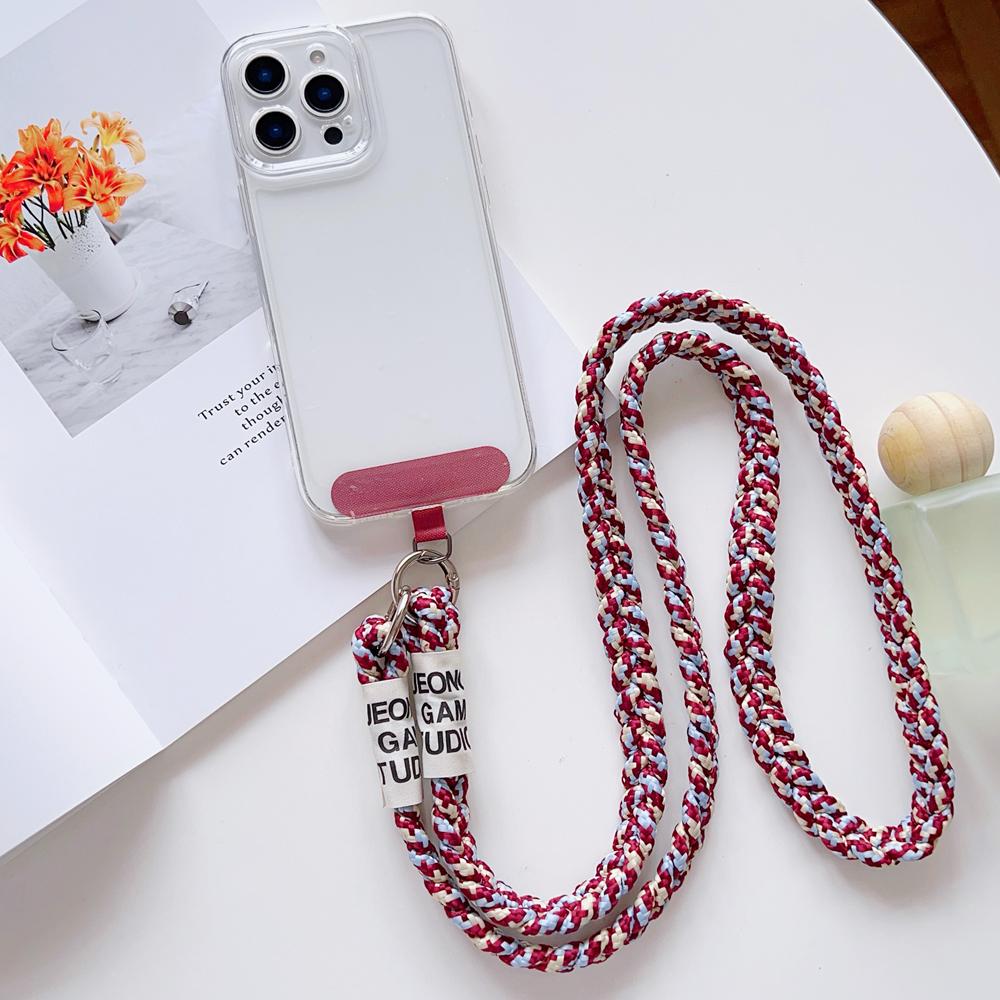 Three-Strand Braided Long Lanyard Crossbody for Phone Universal Colorful Hanging Rope Anti-Lost Strap for Mobile Cell Phone