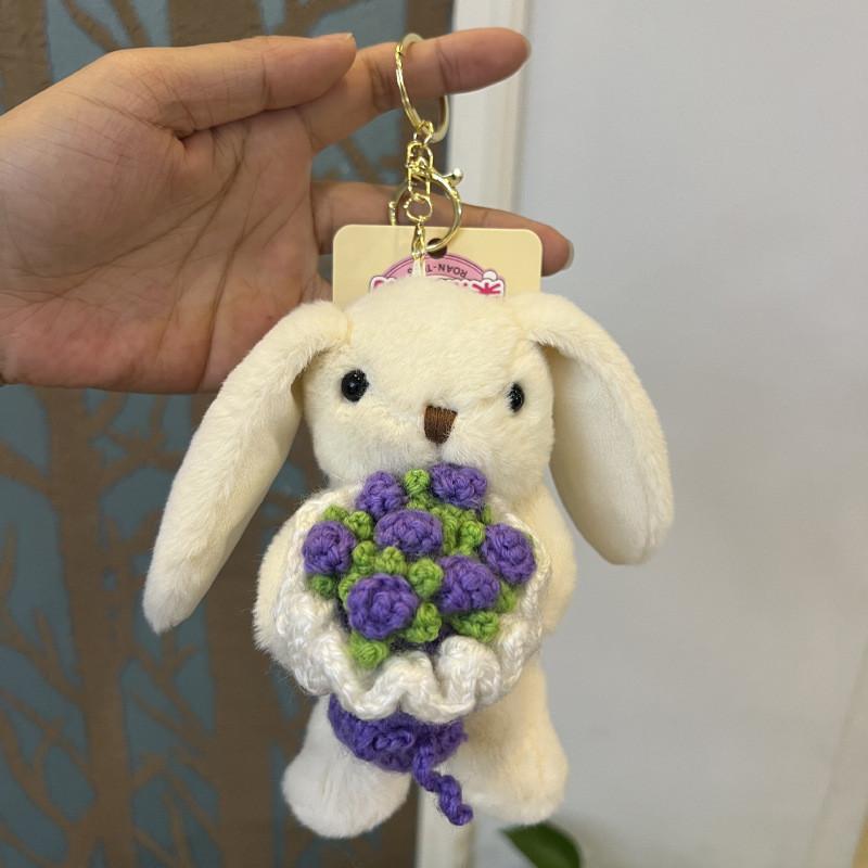 

Cute Rabbit Plush Keychain With Polyester Filling For Gift And Bag Decoration фіолетовий